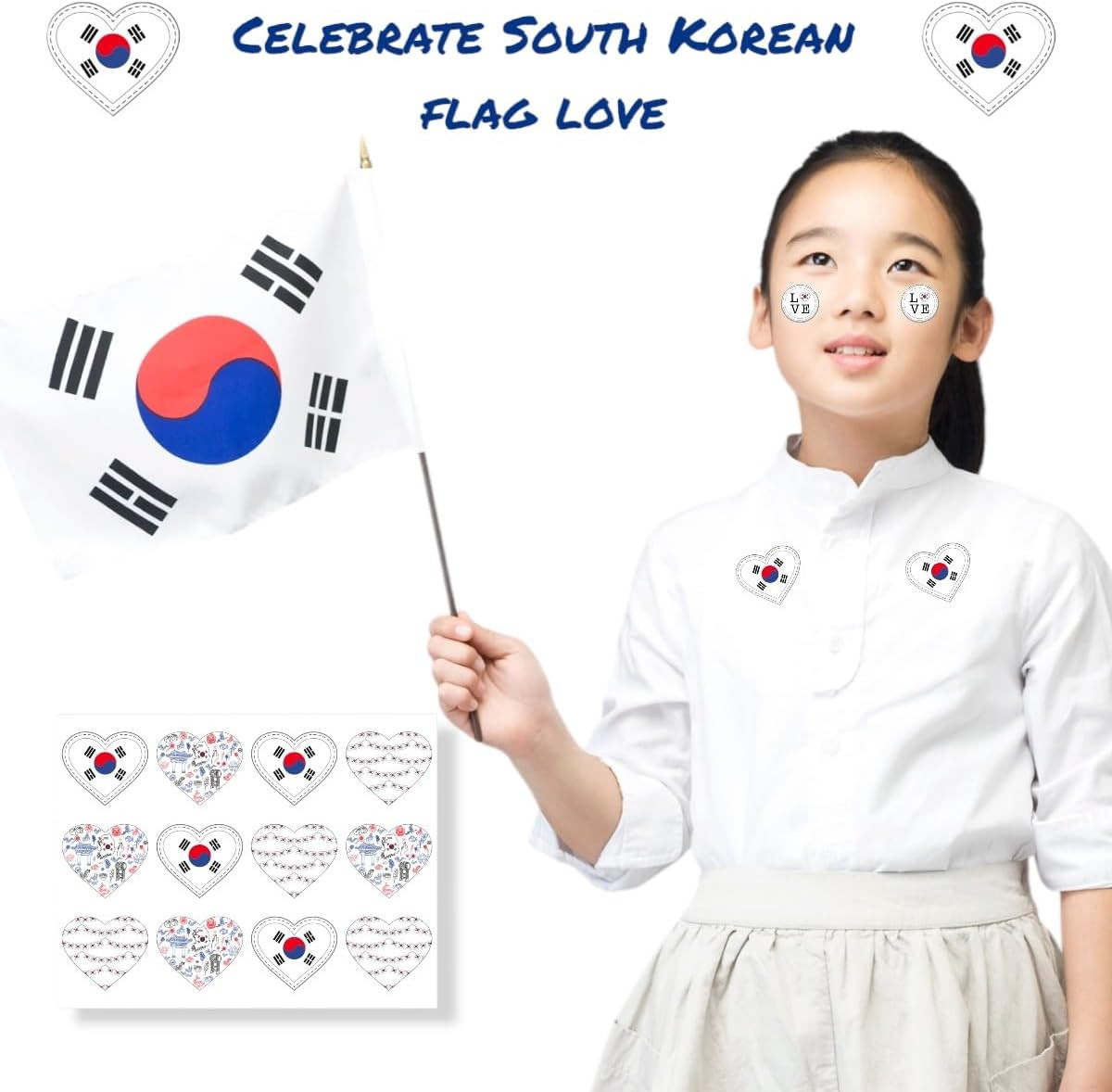 230 South Korea Flag Stickers with Korean Cultural Elements for Party Decor