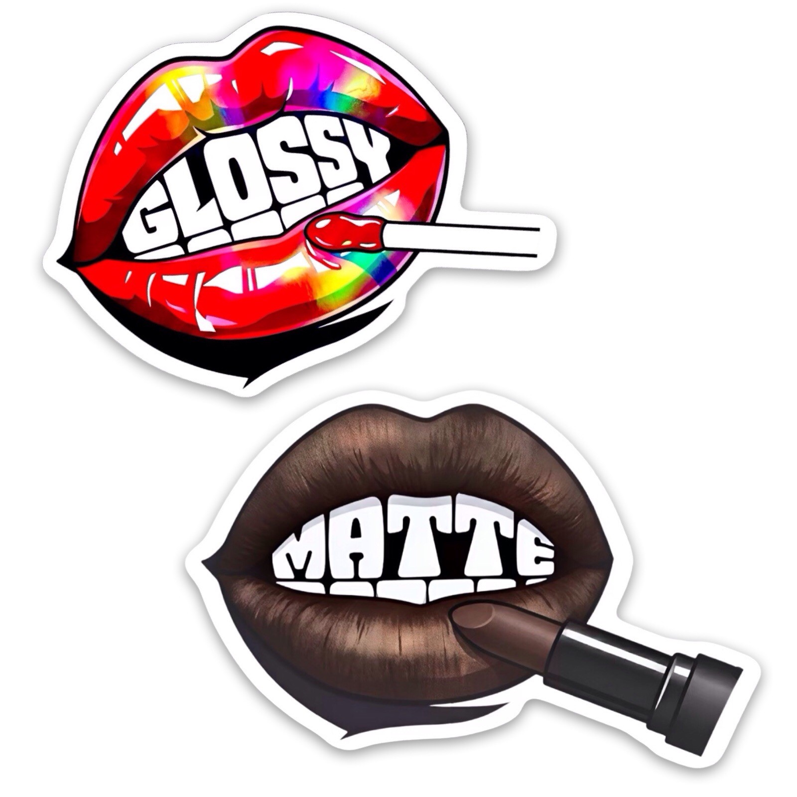 Retro Pop Art Lips Sticker 2 Pack Glossy Matte Art Deco Decals