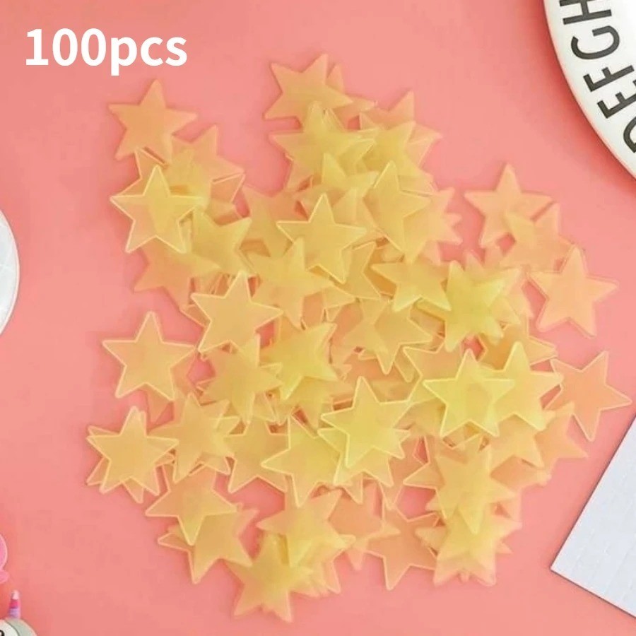 100PCS 3CM Luminous Star Wall / Ceiling Sticker