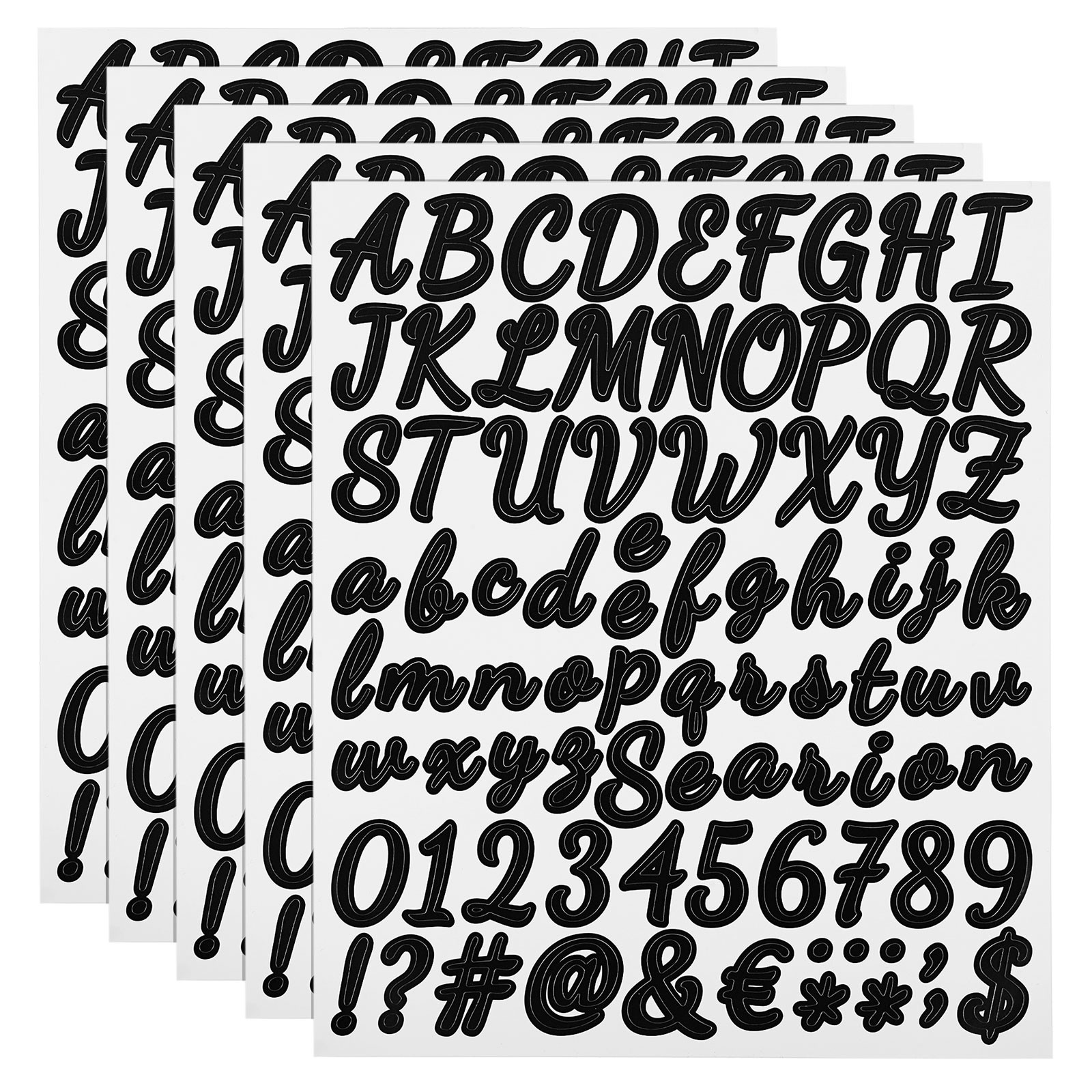 420-Piece 5-Sheet Self Adhesive Letter & Number Stickers (Black, 1-Inch)