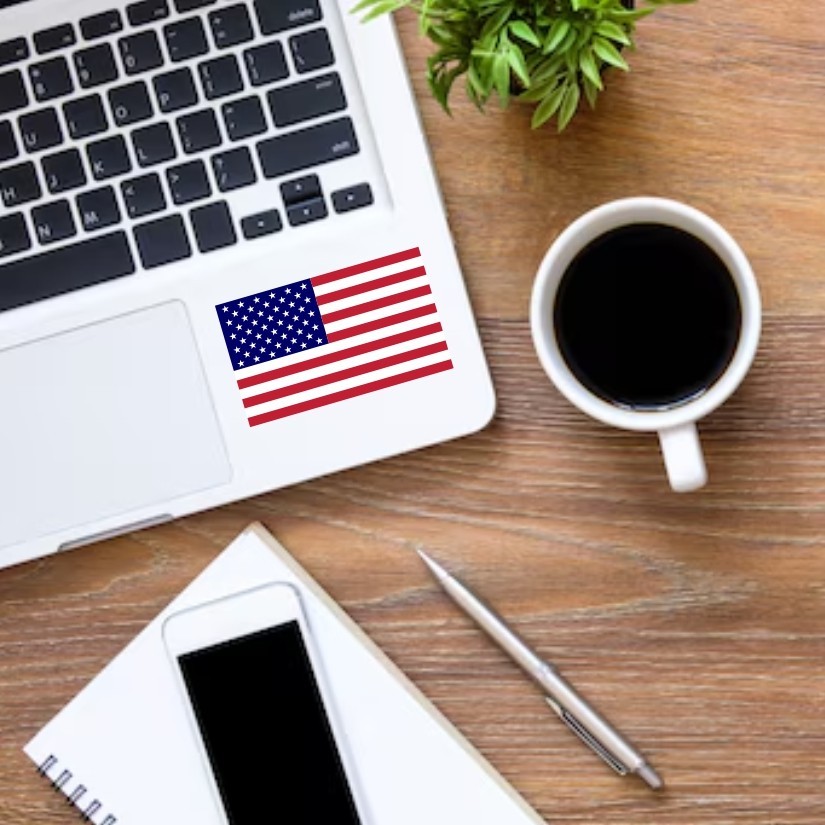 American Flag USA Sticker Vinyl Sticker Different Sizes Window, Helmet, Laptop