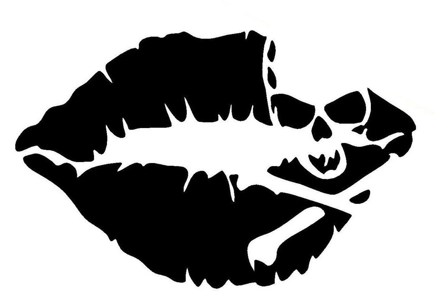 2x Kiss Mark Skull Lip Car Sexy Girl Lipstick Window Bumper Sticker Decal