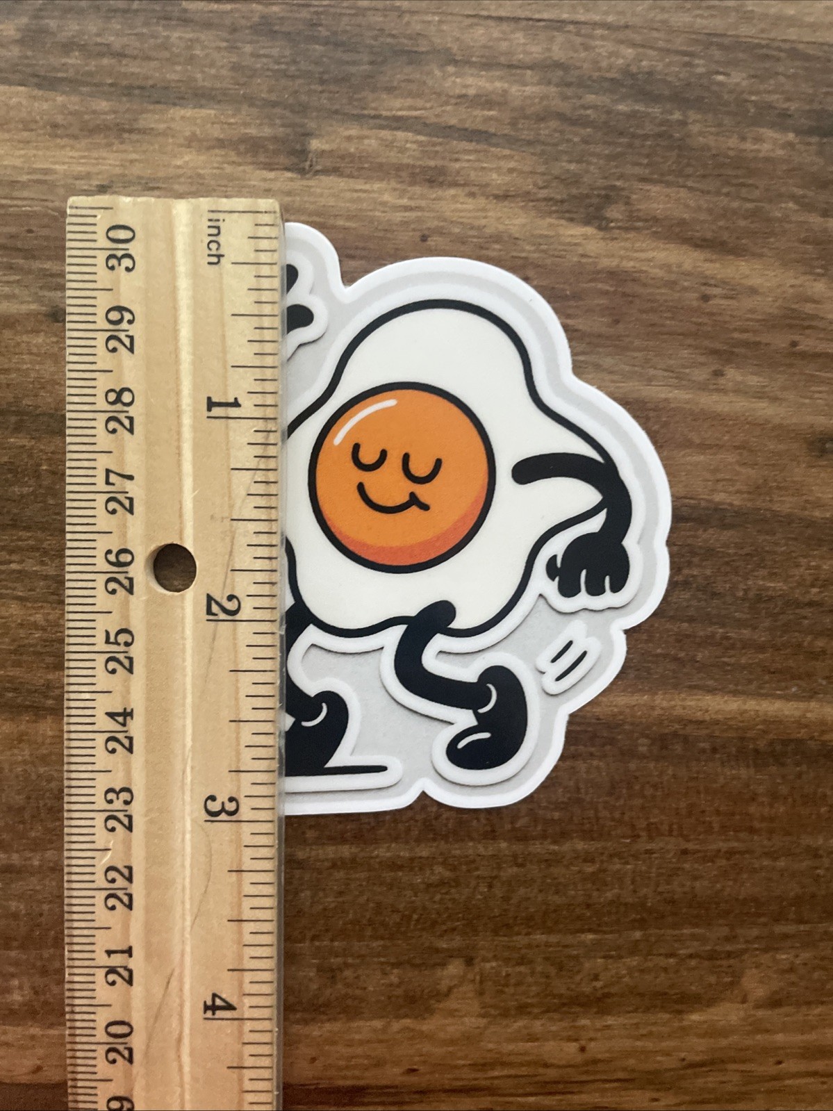 Egg Face Fried Overeasy Walking Cool Peace Sign Sticker 3”