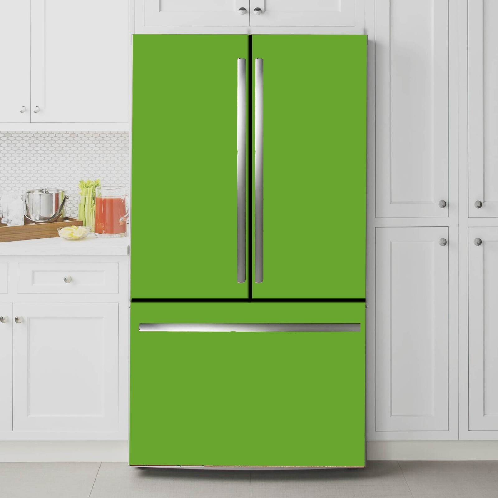 Green Solid Color Refrigerator Door Wrap Solid Color Peel and Stick Vinyl
