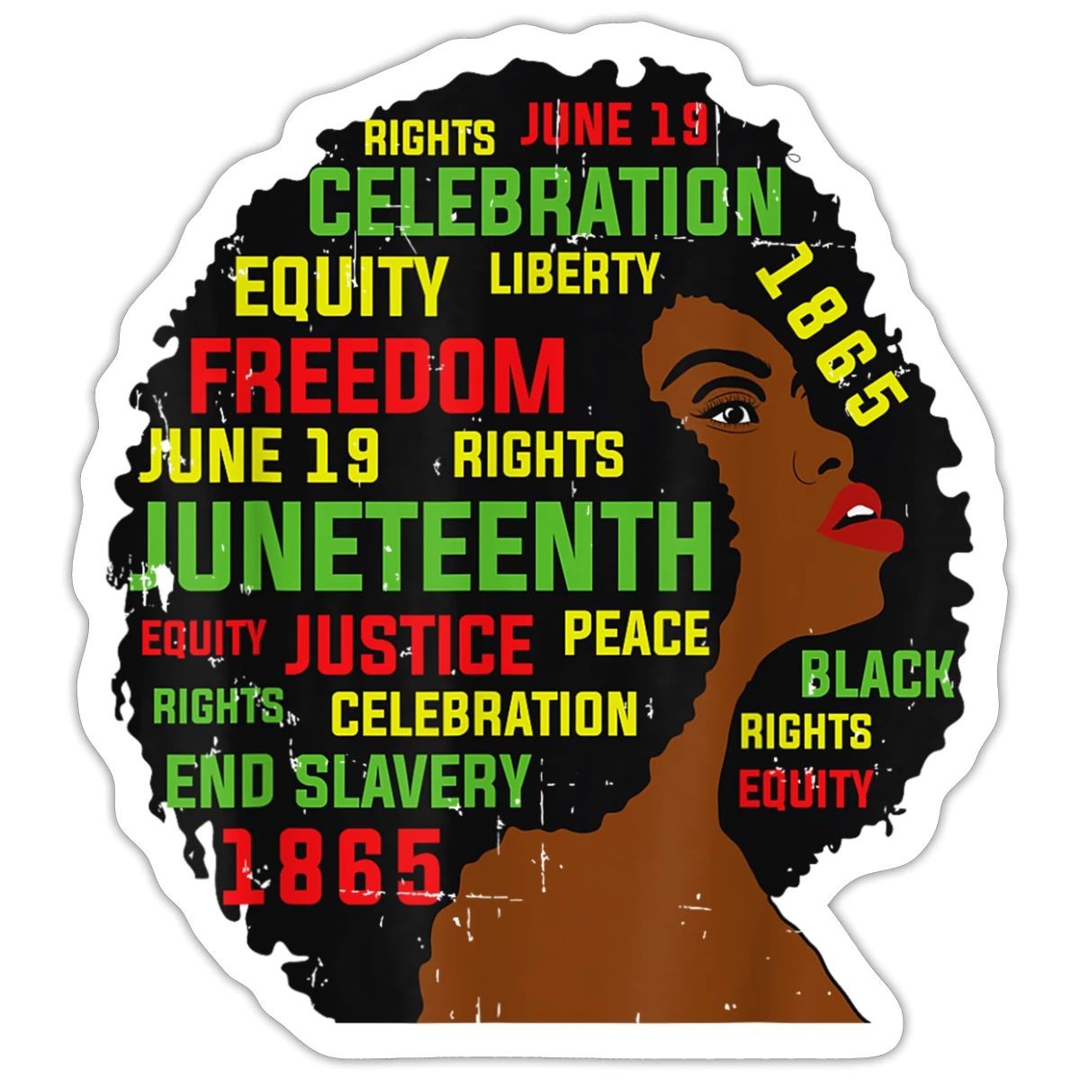 Juneteenth Women African American Power Freedom Sticker, max. 4 x 4"