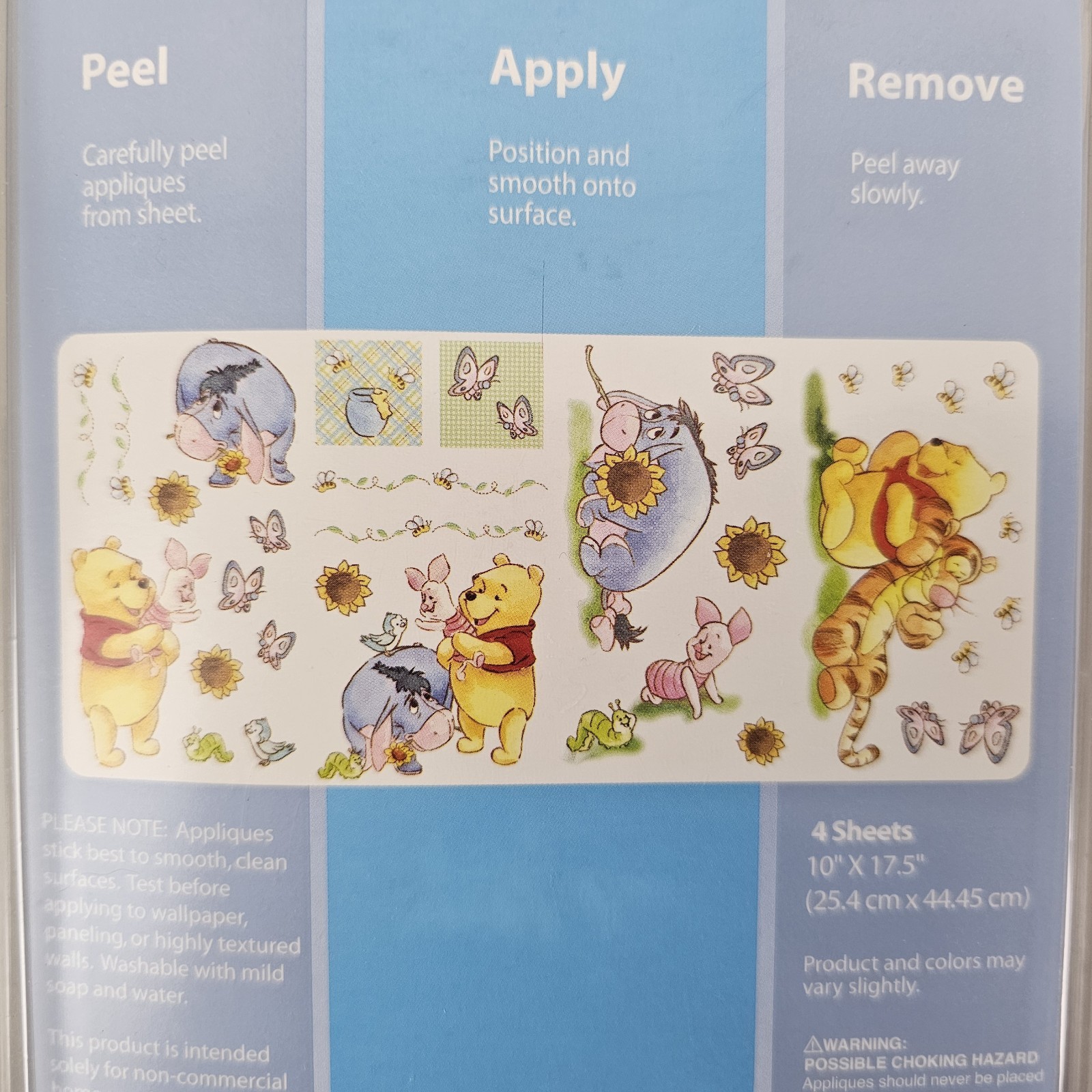Disney Winnie the Pooh Piglet Self Adhesive Peel and Stick Wall Art 4 Sheets