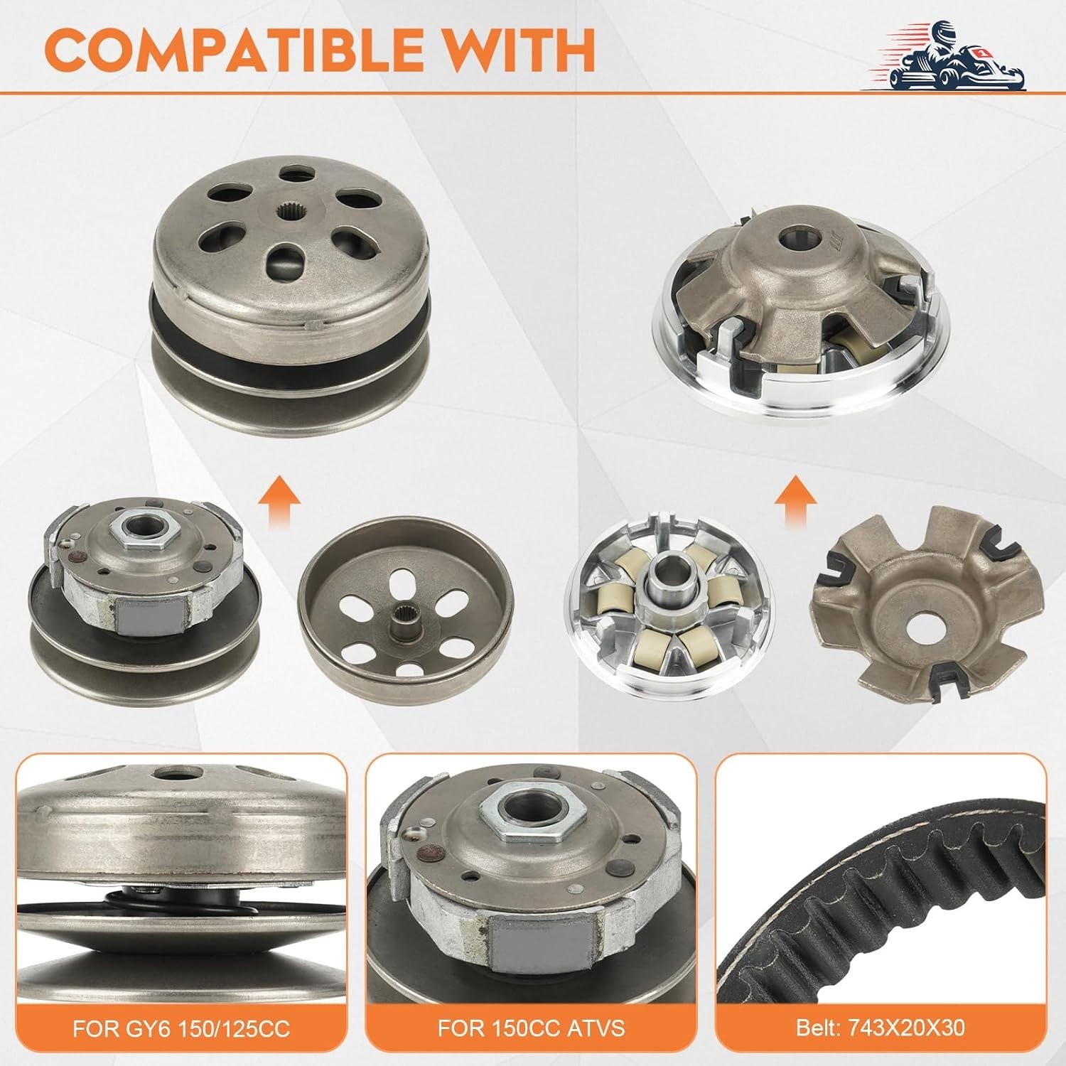 Fit for Gy6 150cc High Performance Clutch Set, Racing Scooter Variator,Fit