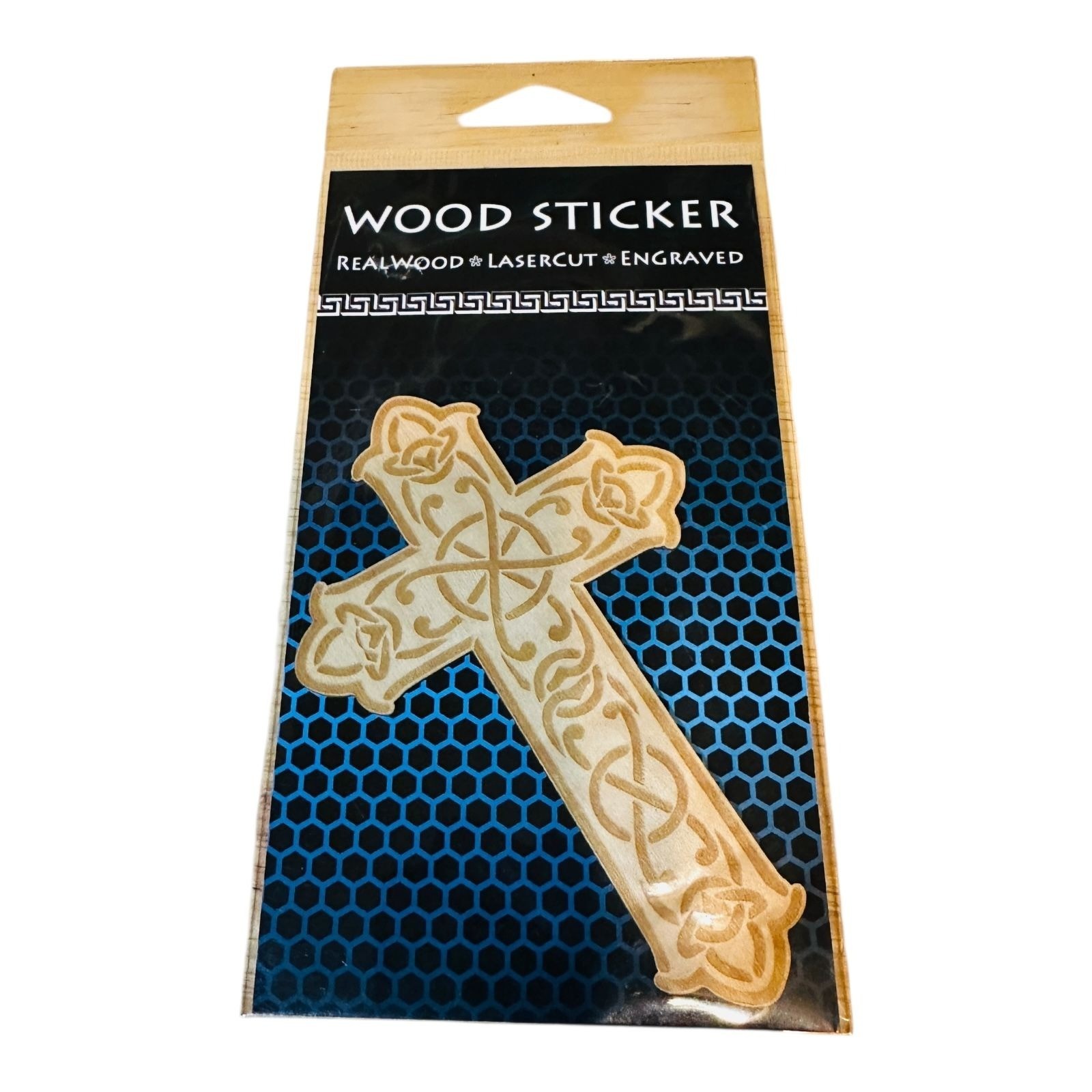 Wood Sticker Real Wood Lasercut Engraved Cross Decal Lighter