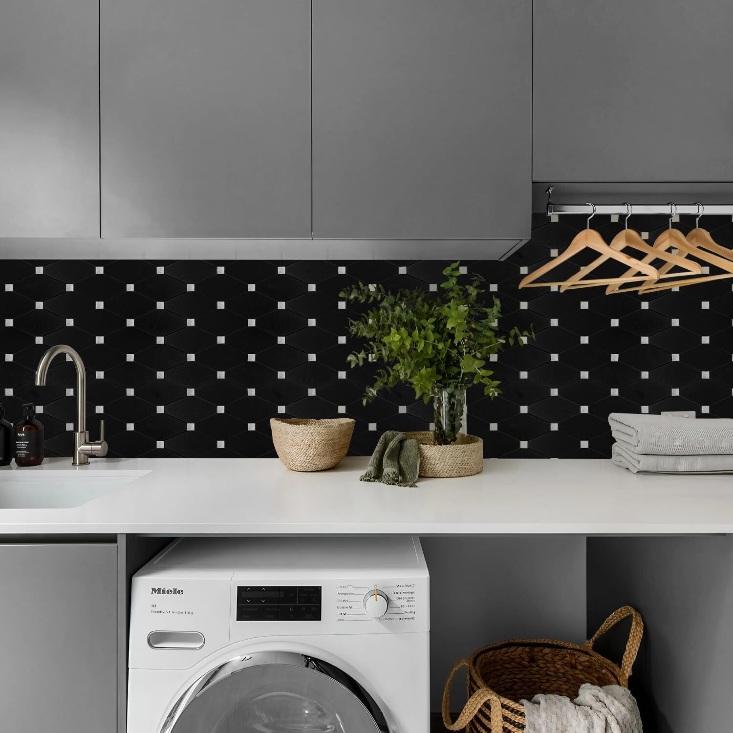 Peel And Stick Backsplash 10 Sheets Kitchen Mosaic Tile Sticker Black Brushed Al