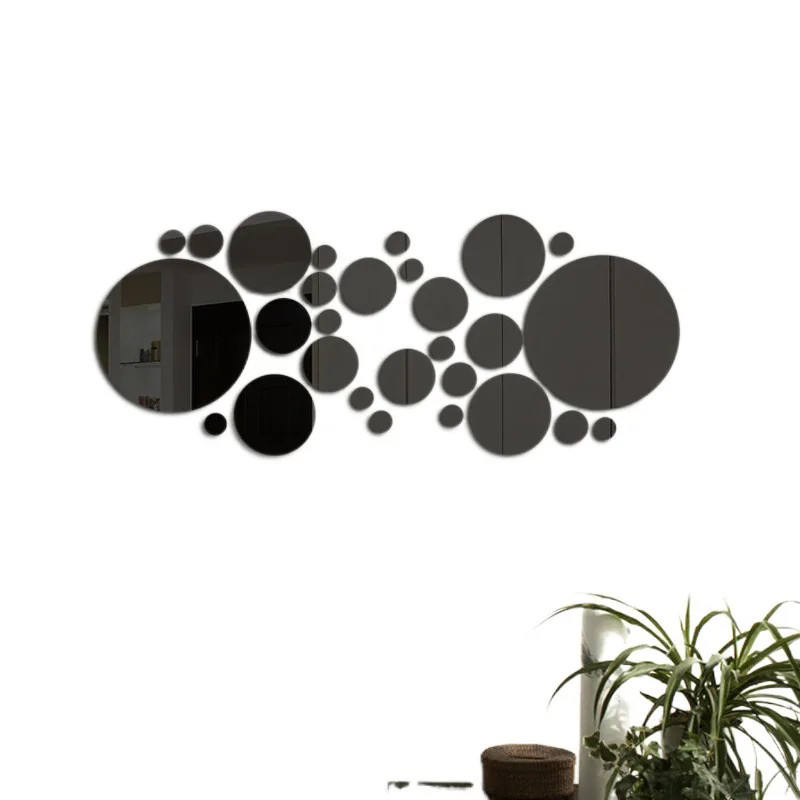 26 PCs 3D Acrylic Mirror Wall Sticker, round Mirror, DIY Bedroom, Bathroom