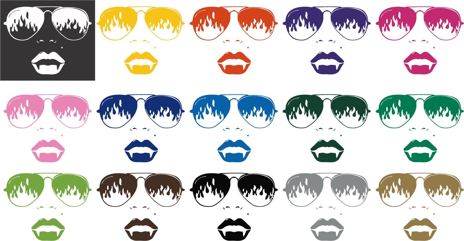 Girl Woman Vampire Sunglasses Lips Car Truck Window Laptop Vinyl Decal Sticker