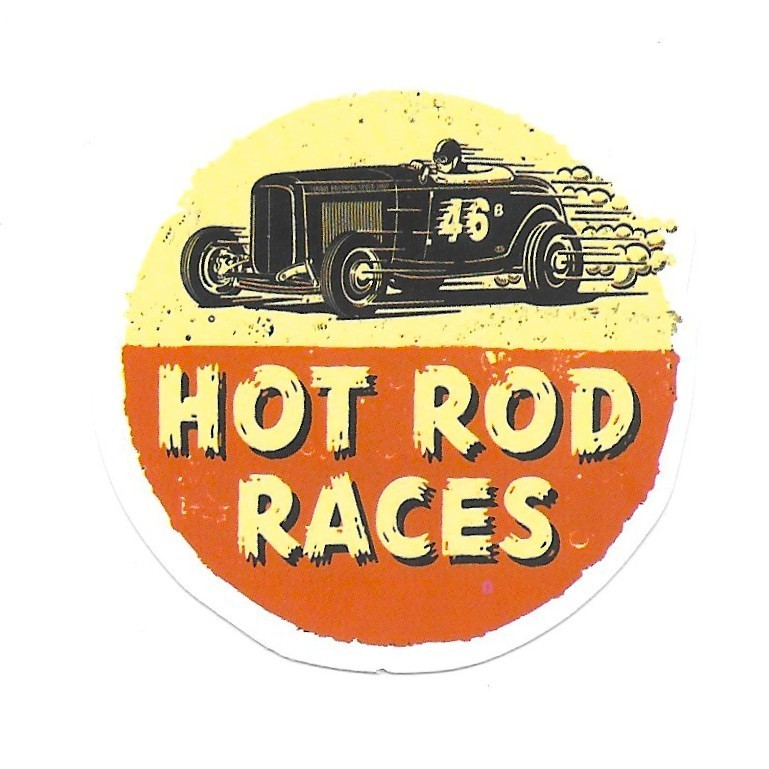 Hot Rod Races Vinyl Sticker Die Cut Vintage Style Race Car Retro Decal