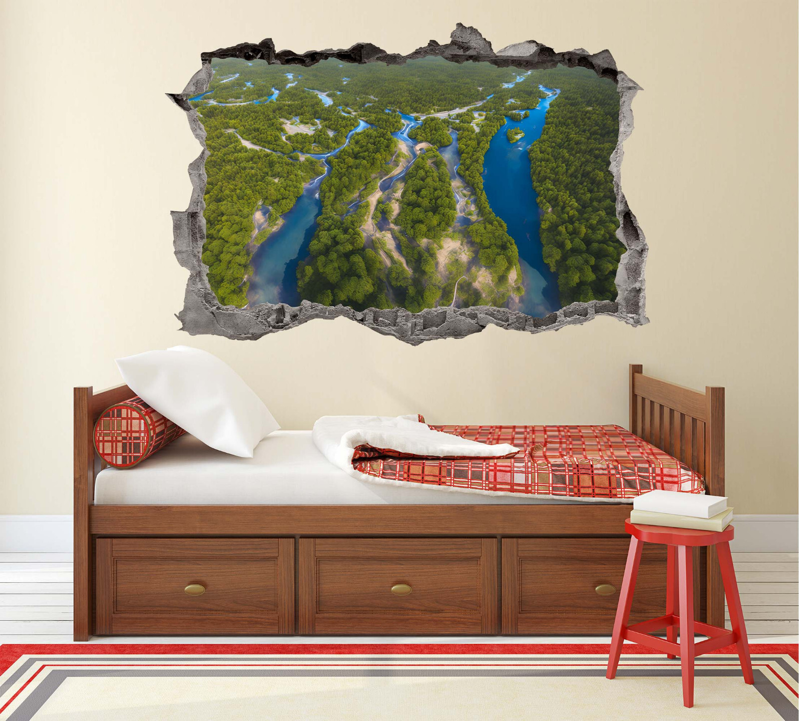 Forest River Wall Decal 3D AI Graphic Print Art Sticker Mural Decor Vinyl KW170