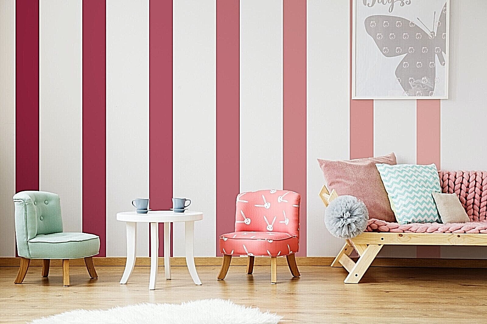 Colorful Wall Stripes, Rainbow Wall Decals, Mural, Sticker, Wall Decoration 425