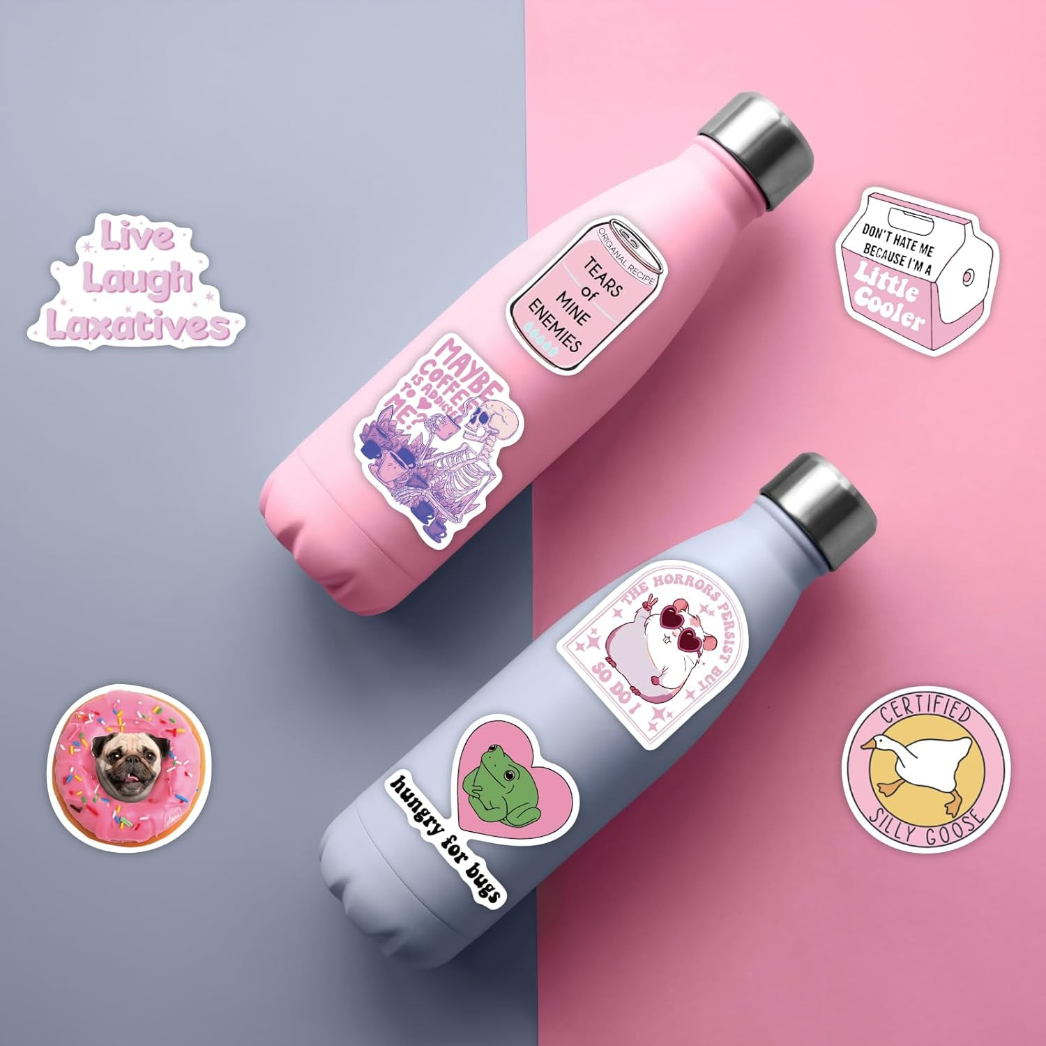 50 PCS Pink Funny Stickers for Adult,Pink Meme Stickers for Women,Waterproof Coo