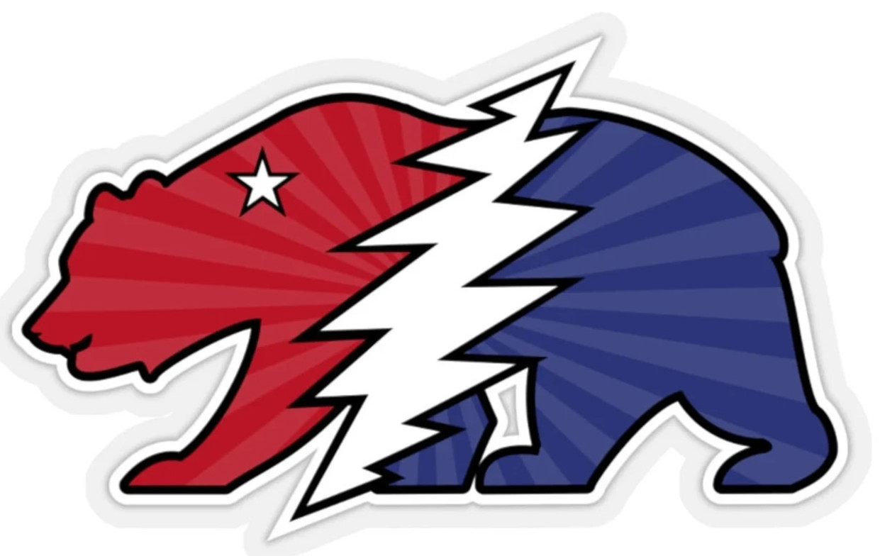 GRATEFUL DEAD 13 Point Bolt California Bear Sticker *NEW* Measures 3-1/2" x 2"