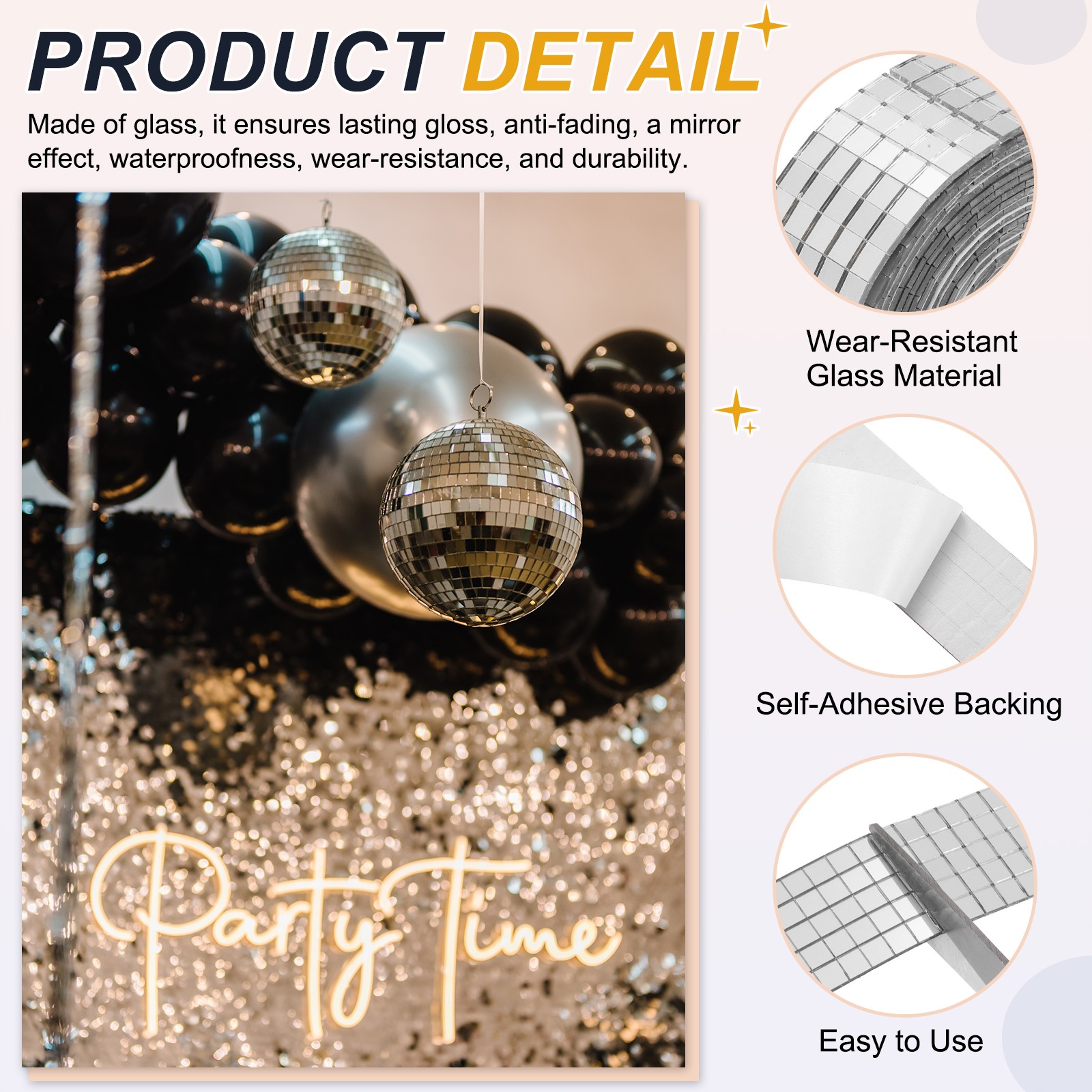 5x5mm Self Adhesive Mirrors Mosaic Tiles, 2500 Pcs Mosaic Sticker, Silver Tone