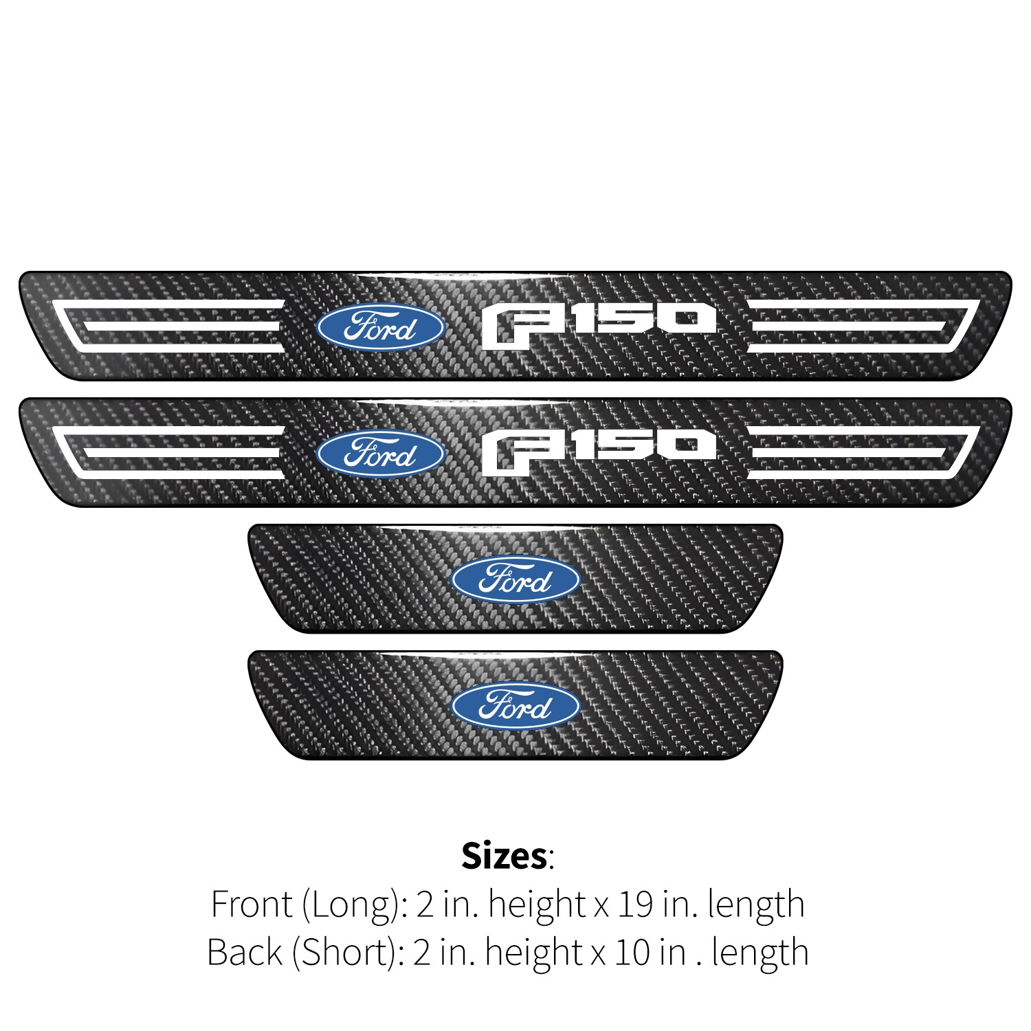 Ford F-150 2015 up X-Large Black Carbon Fiber 4 Pcs Universal Door Sill Plates