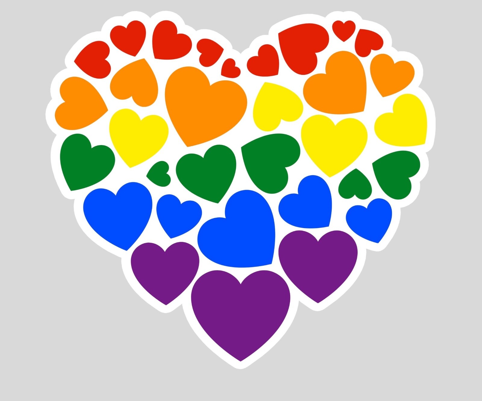 Gay Pride Rainbow Heart with Hearts STICKER