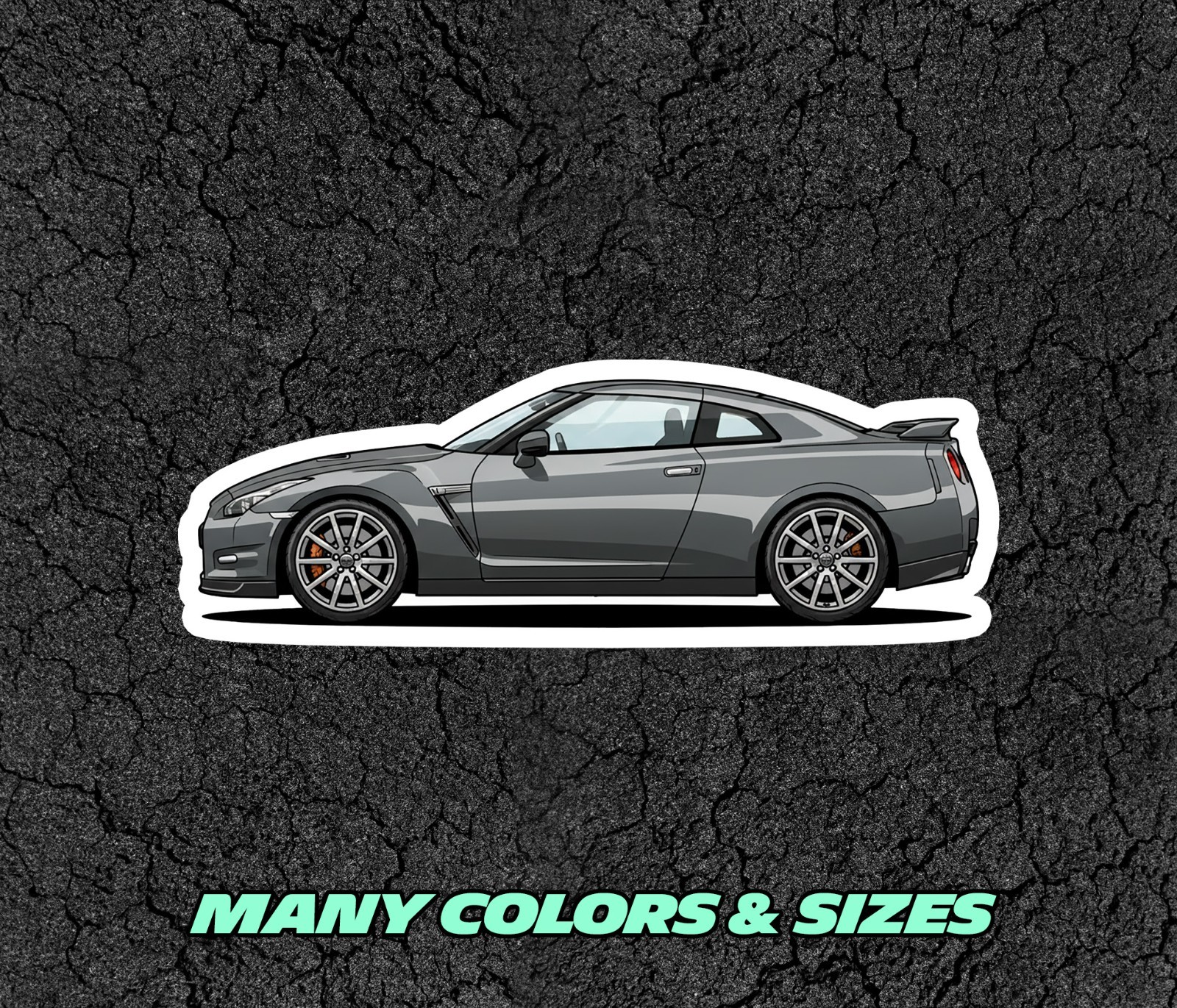 JDM Nissan Skyline GT-R R35 Car Profile Sticker Laptop, Phone, Book, Window