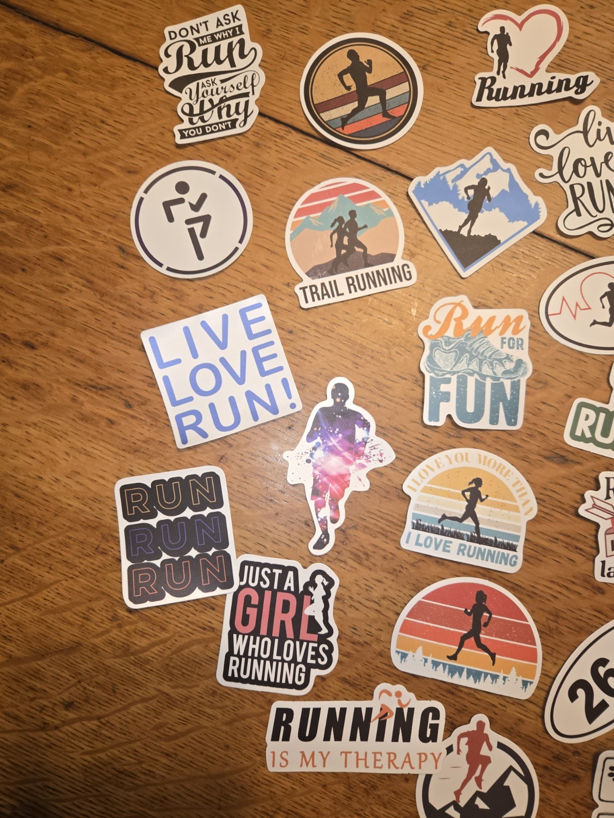 Assorted Running Stickers For Waterbottles: 52 Piece