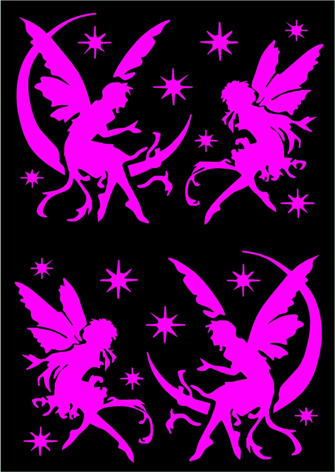 Fairy Decals Mirrored Image Set Pixies fairies moon stars vinyl stickers