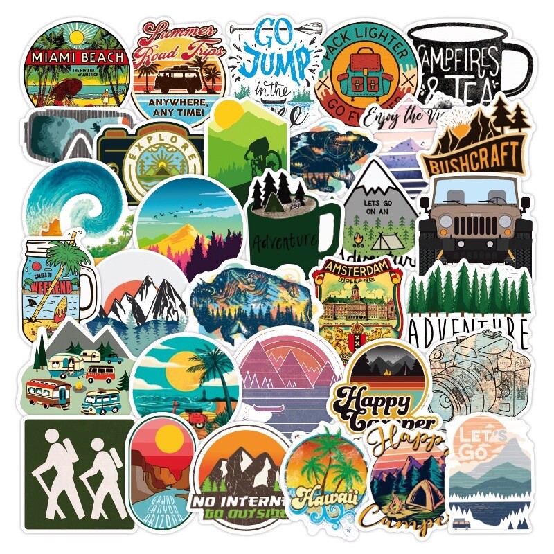 50 PCS Hiking Camping Nature Themed Stickers Decals Laptop Binder Free Shipping!