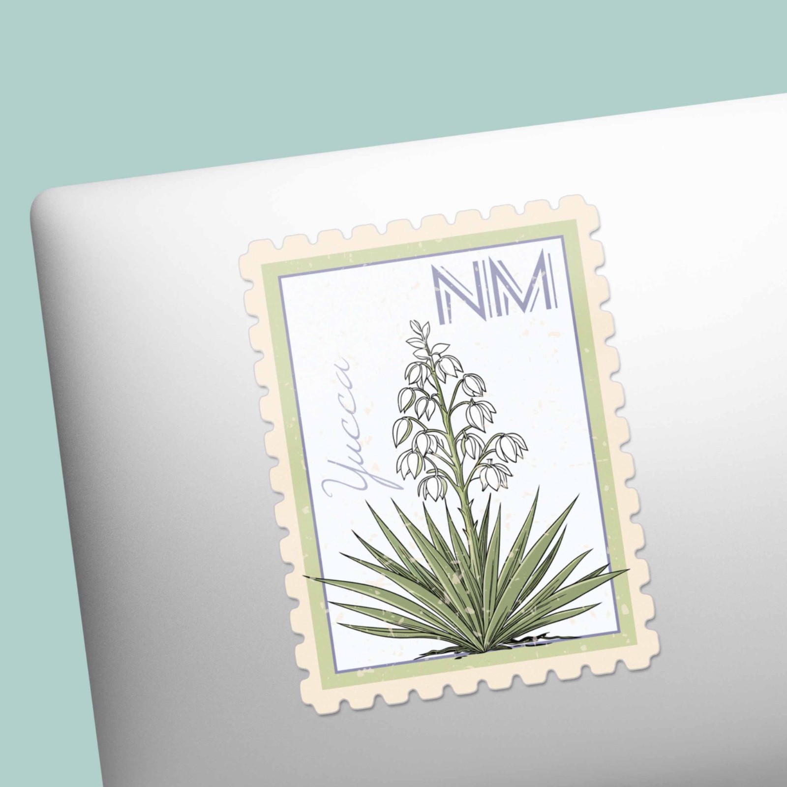 New Mexico State Flower Yucca Sticker – NM Vintage Stamp Decal for Laptop