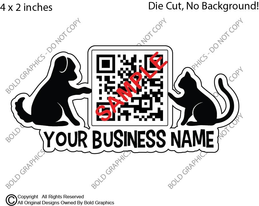 4" Custom Personalized Decal QR Code Dog Cat Small Business Advertising Groomer