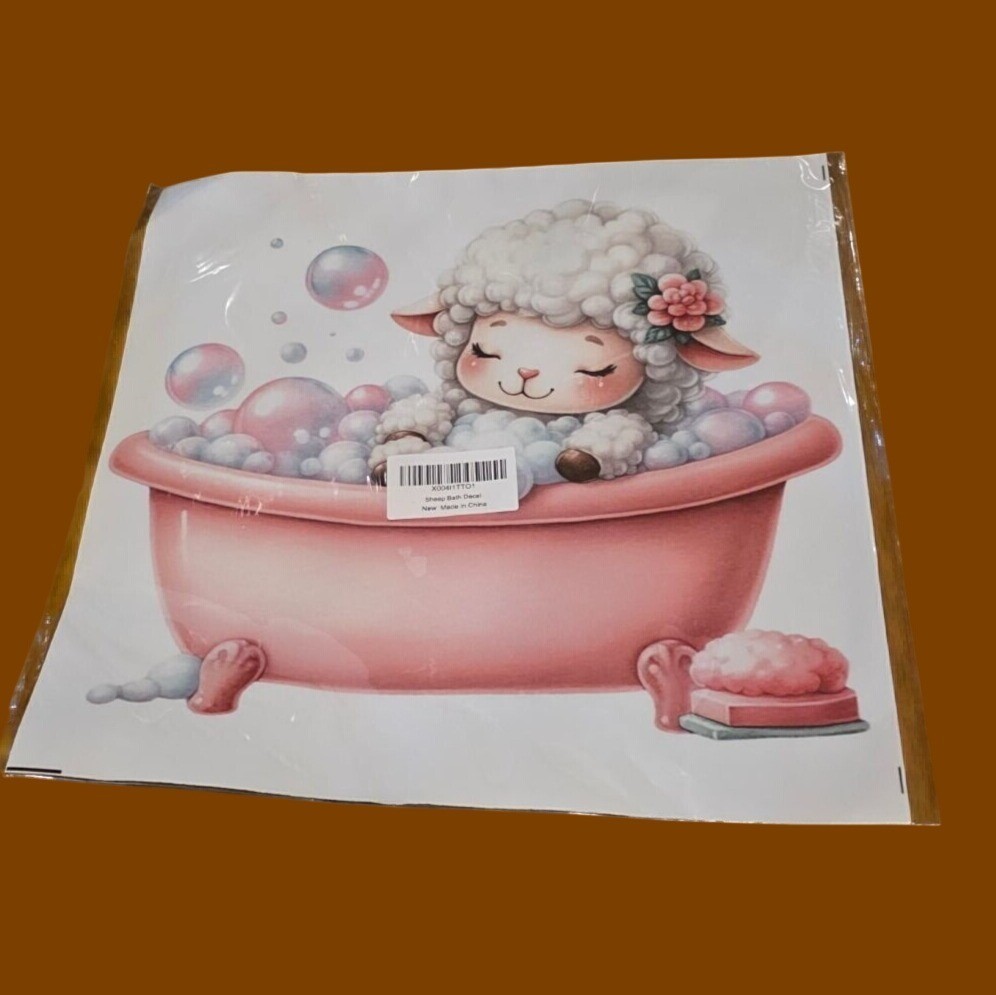 Lamb Bathtub Wall Decal Bubbles Removable Vinyl Sticker Nursery Kids Room 11.8in
