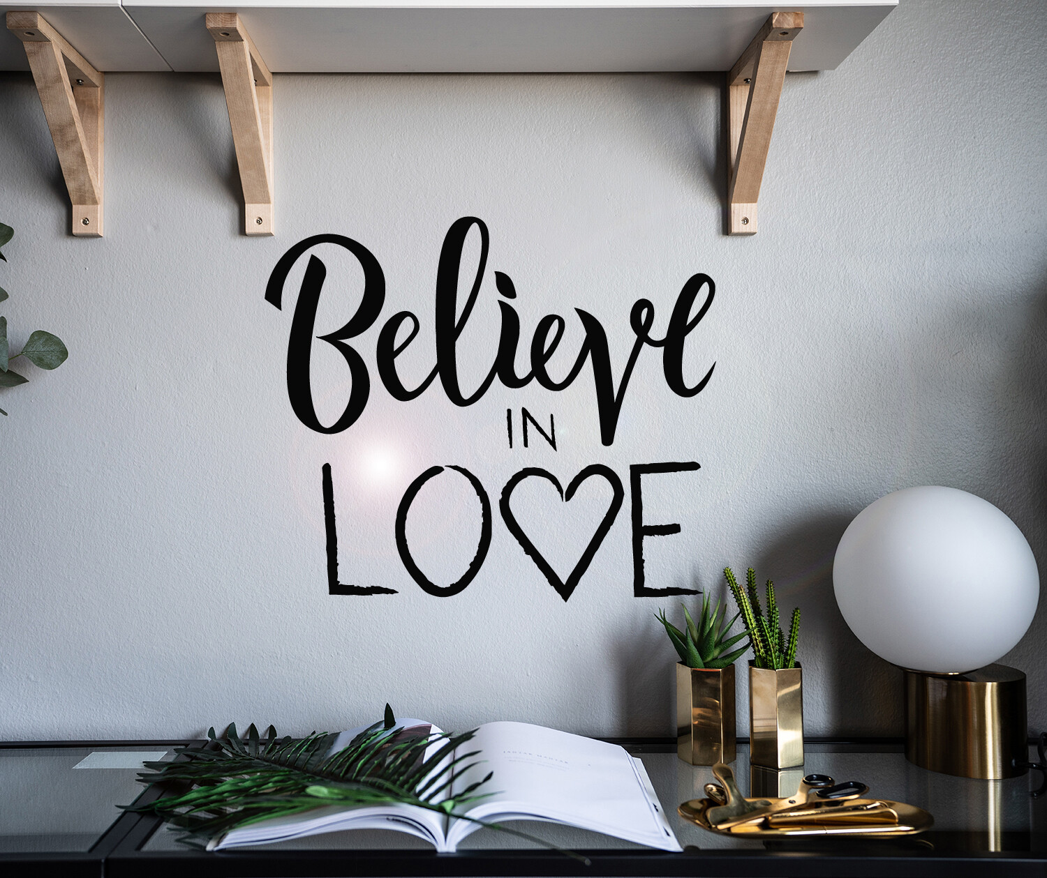 Vinyl Wall Decal Quote Words Believe In Love Stickers 22.5 in x 19 in gz106