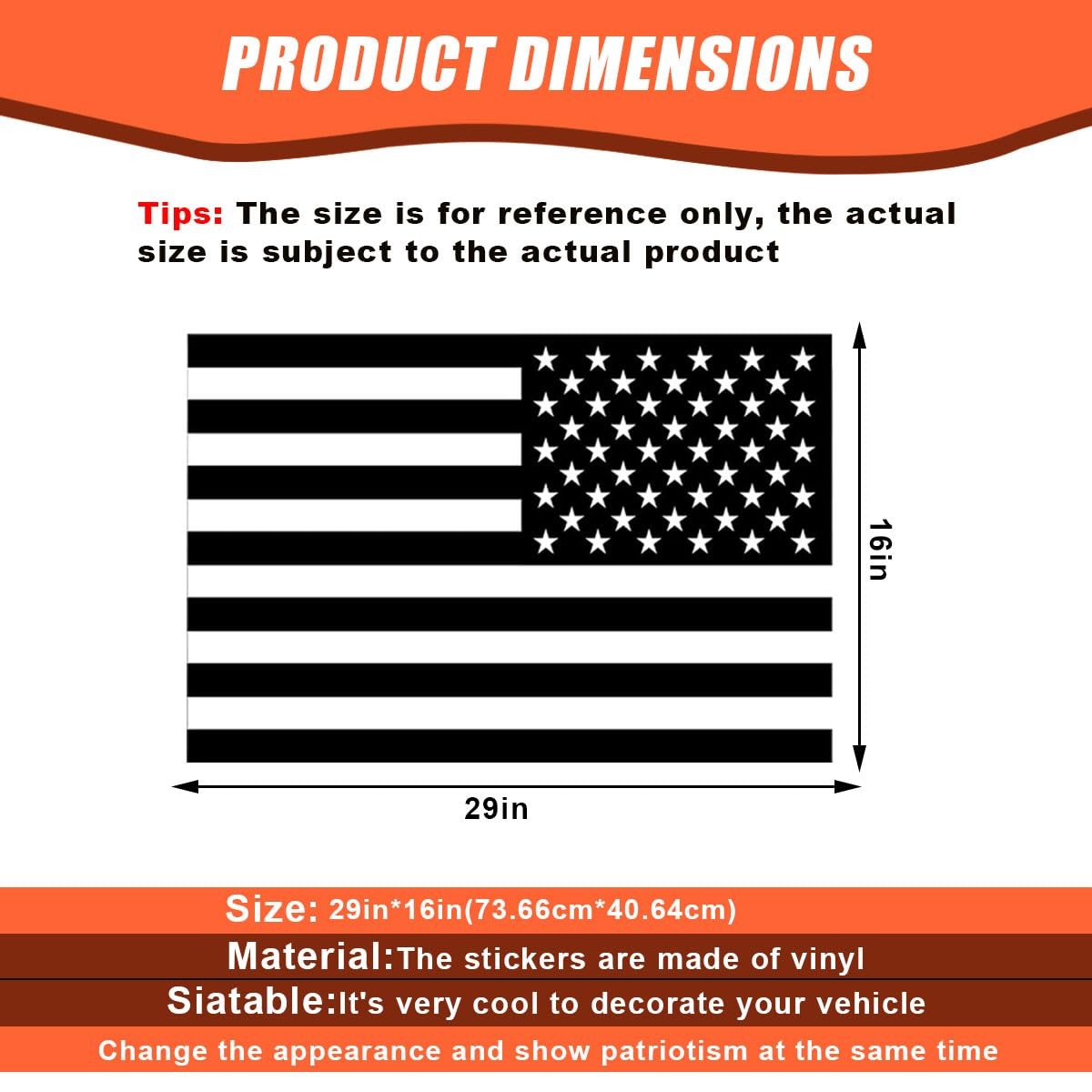 2PCS Rear Side Window American Flag Sticker Decals, Matte USA Flag Vinyl Stic…