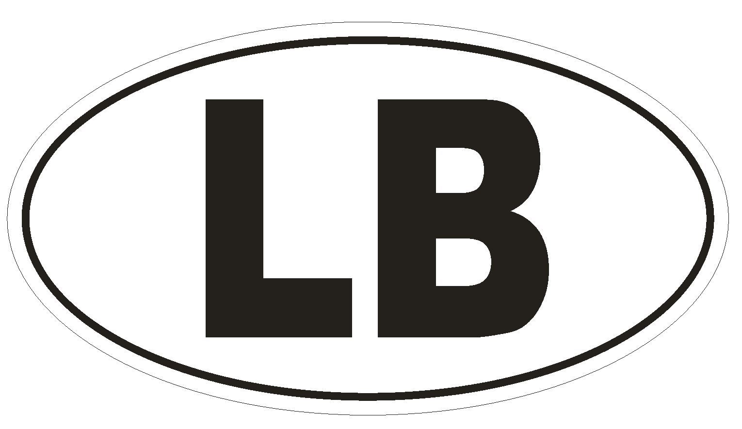 LB Lebanon Country Code Oval Bumper Sticker or Helmet Sticker D1042