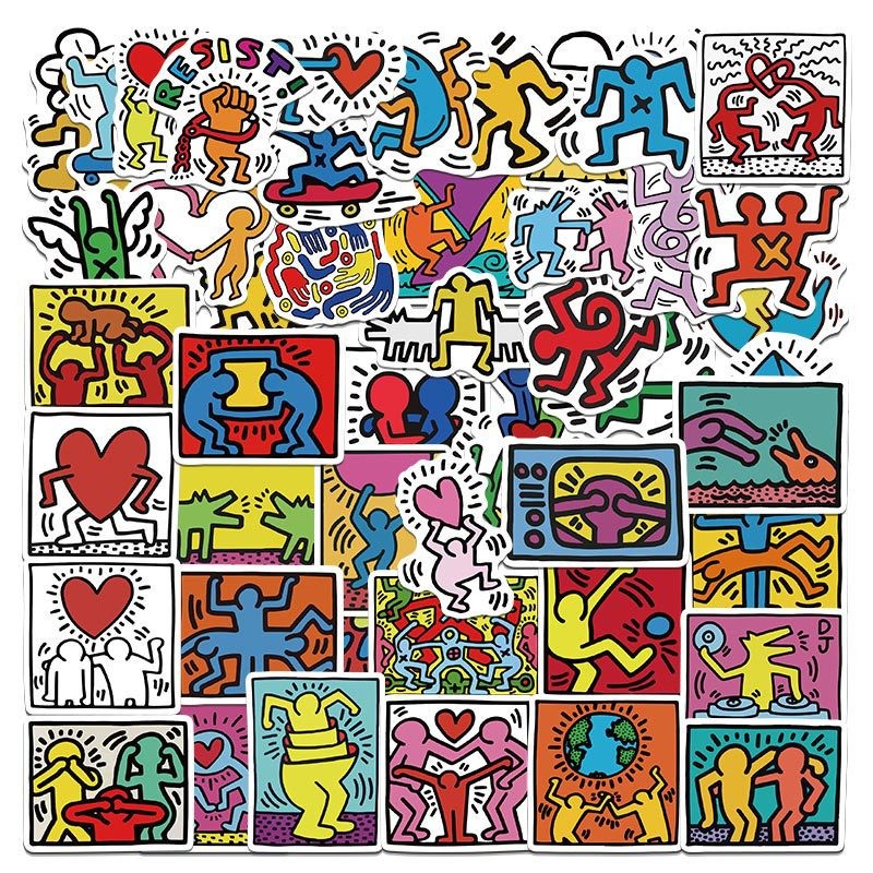 50pcs Waterproof Keith Haring Stickers, Artist STICKERS，030-1