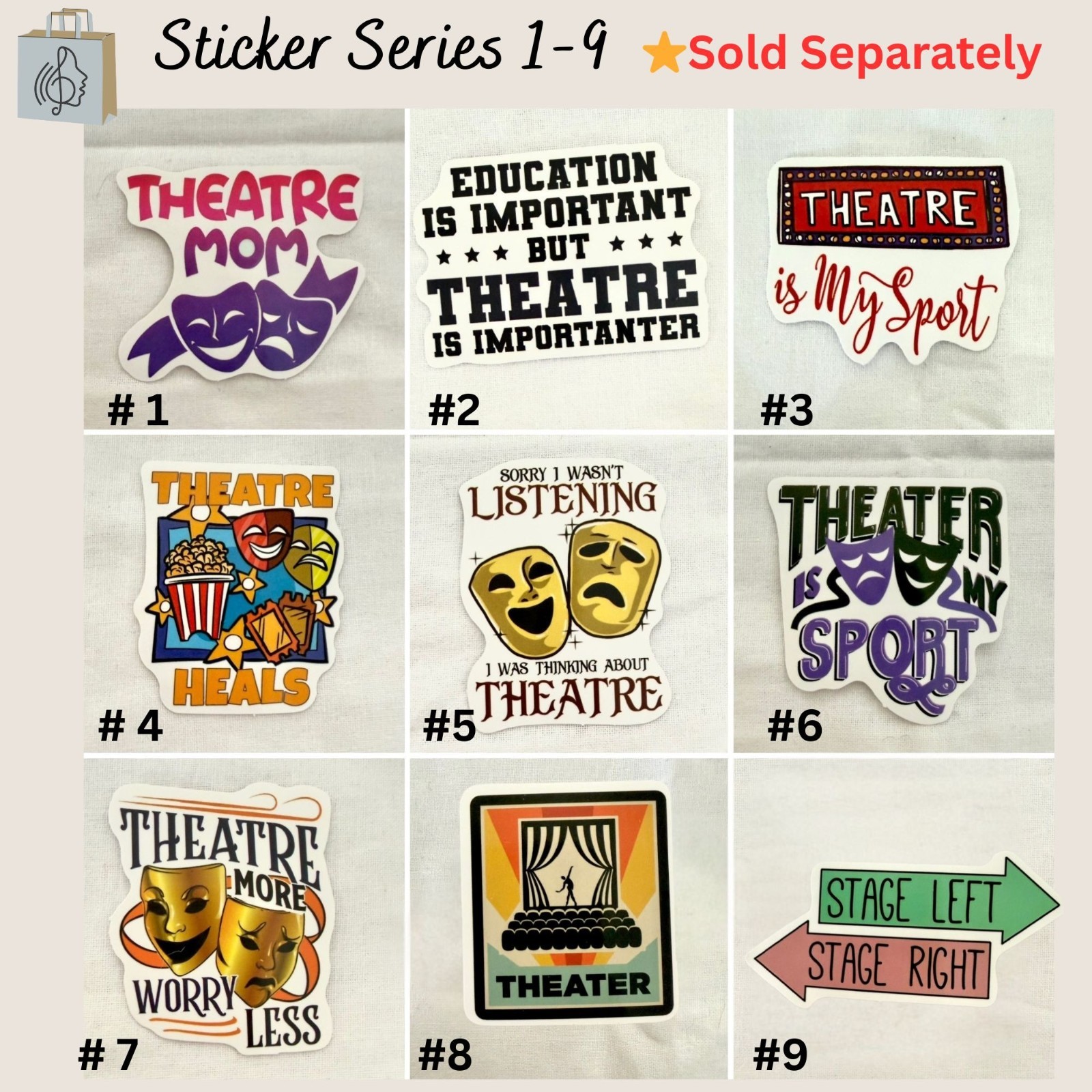 Theatre Mom Vinyl Sticker 2 inch Design no 1 in Series 1 to 9 For Craft