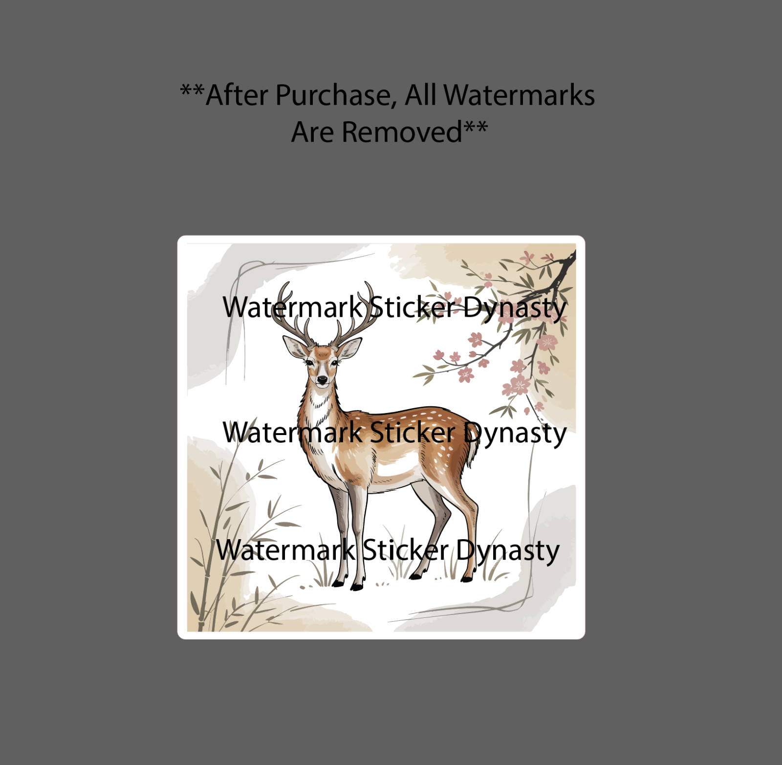 Traditional Japanese Deer Sticker Waterproof Decal Cherry Blossom Art Gift NEW