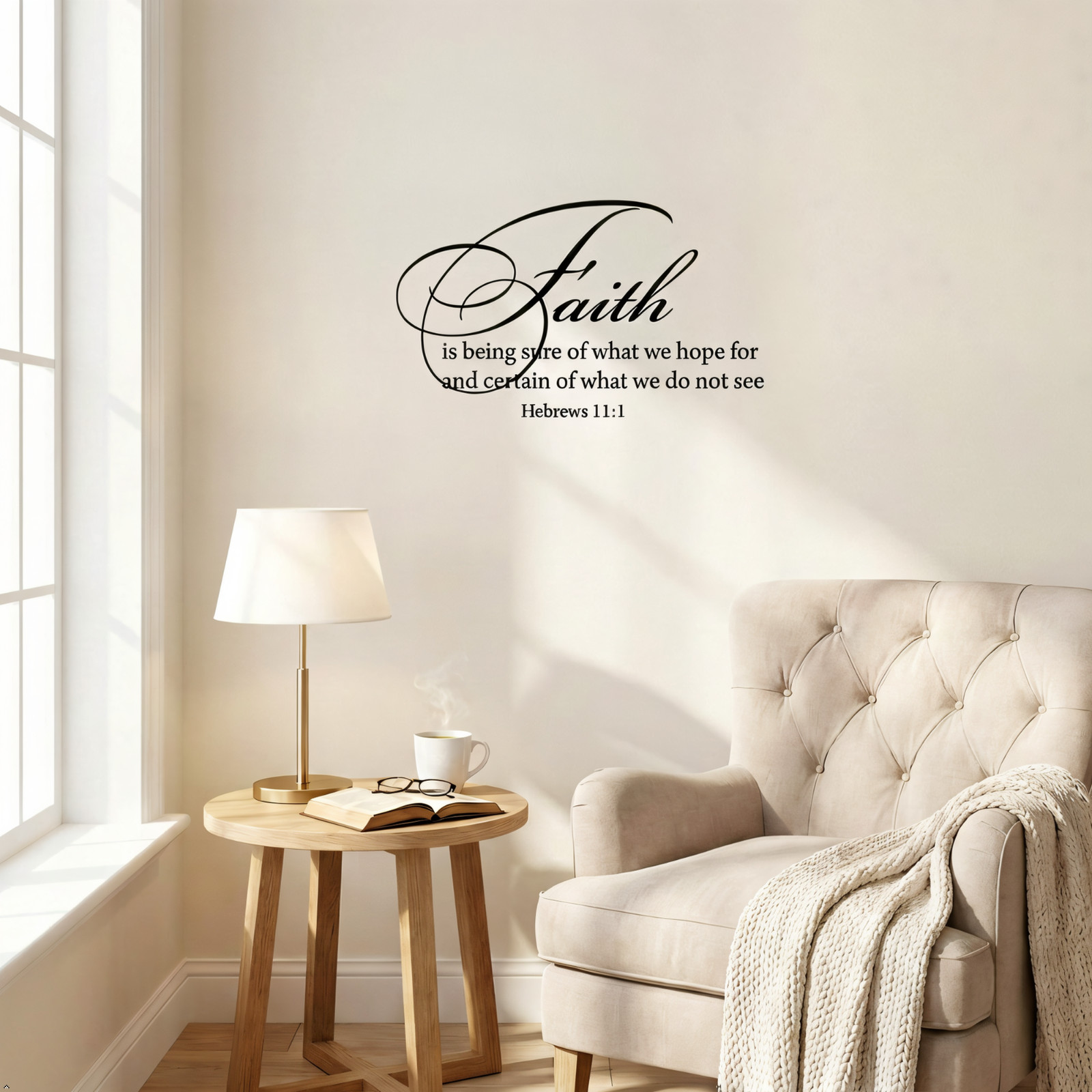 Hebrews 11:1 Faith Wall Decal Inspirational Bible Verse Vinyl Sticker for Home
