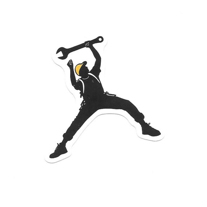 Jumpman Mechanic Wrench Vinyl Sticker Novelty Construction Parody Laptop Art