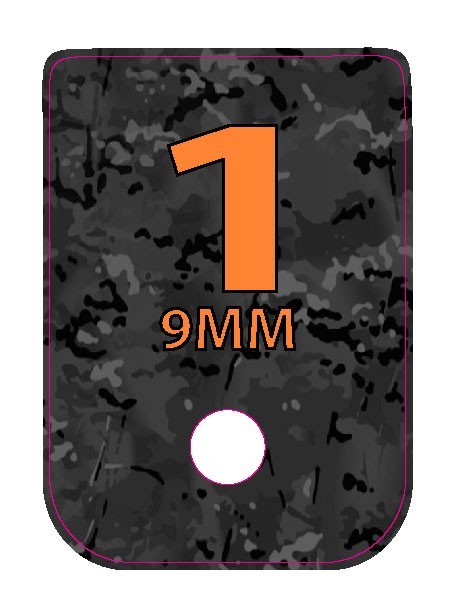 FITS GLOCK 9MM BLACK MULTICAM BACKGROUND ORANGE TEXT NUMBERED 1-6 set of six