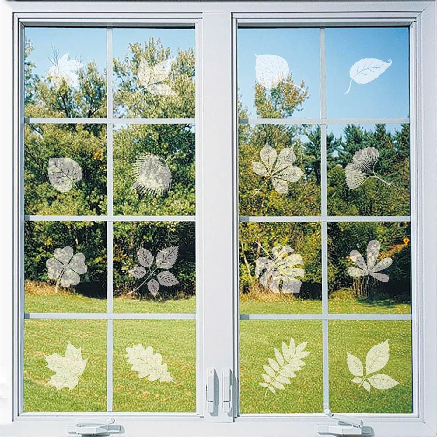 52 Large Leaf Window Decals – Reflective Bird Strike Prevention Stickers