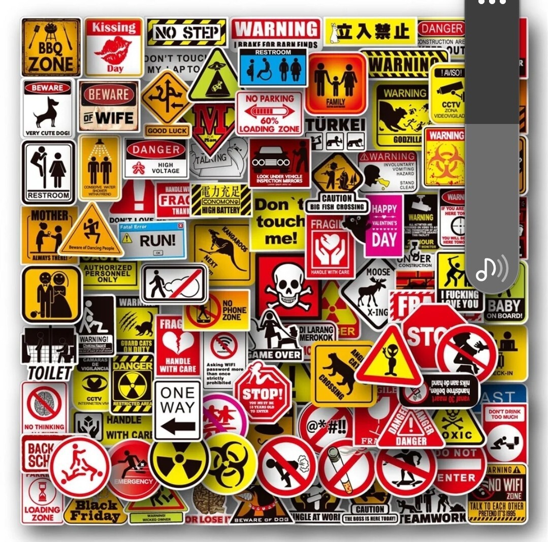100pc Stickers Set Warning Slogan Series Collection