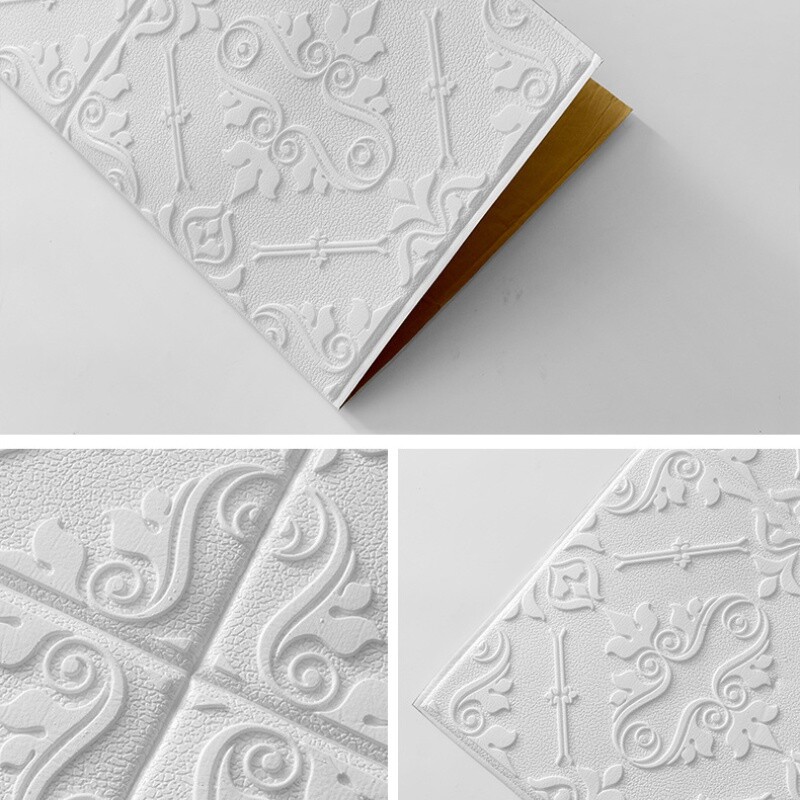 10x 3D Embossed Self-adhesive Foam Wall Sticker Panel Wallpaper Home Decor Craft