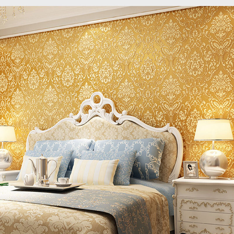3D Embossed Flower Glitter Wallpaper Embossed Non-Woven Textured Wall Decor-
