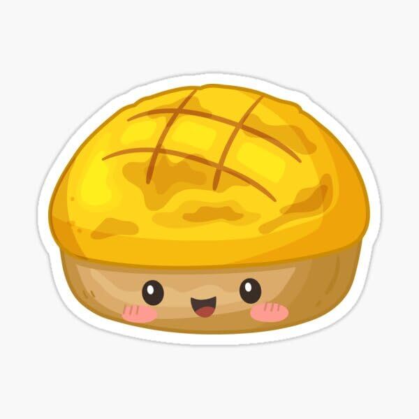 Hong Kong Style Pineapple Bun Custard Pastry Fun Whimsical Vinyl Decal Sticker