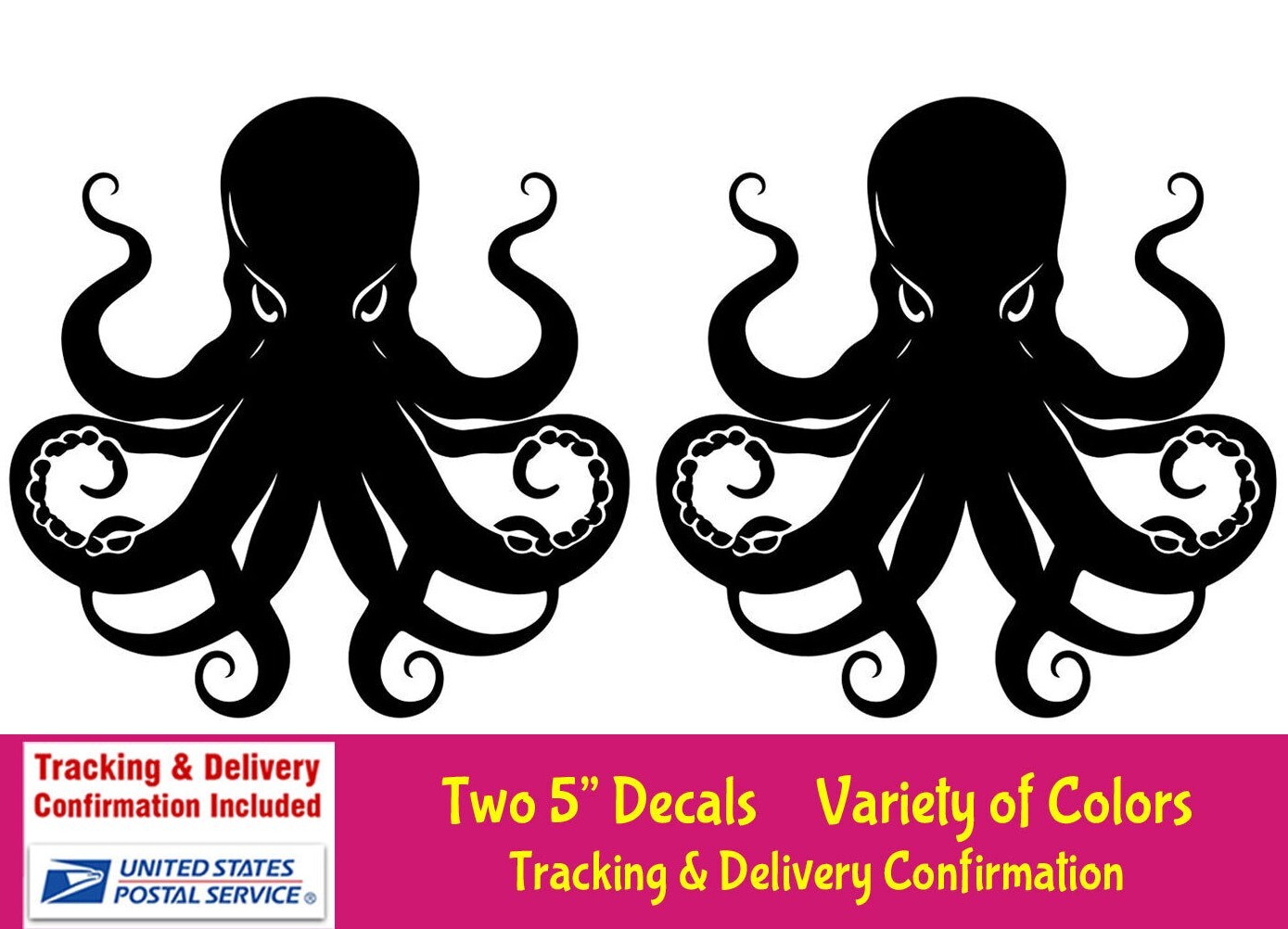 Octopus Graphic TWO Pack Vinyl Decal Car Truck Window Laptop Tablet Notebook