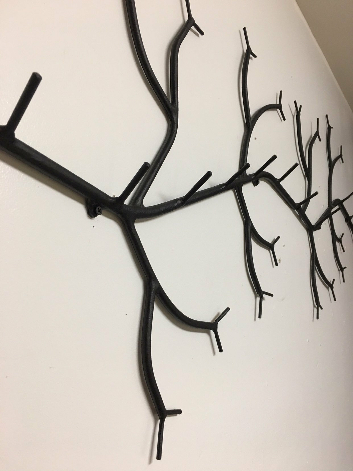 60" long ( 5 feet long ) 12 hook Metal Branch coat rack, unique one of a kind