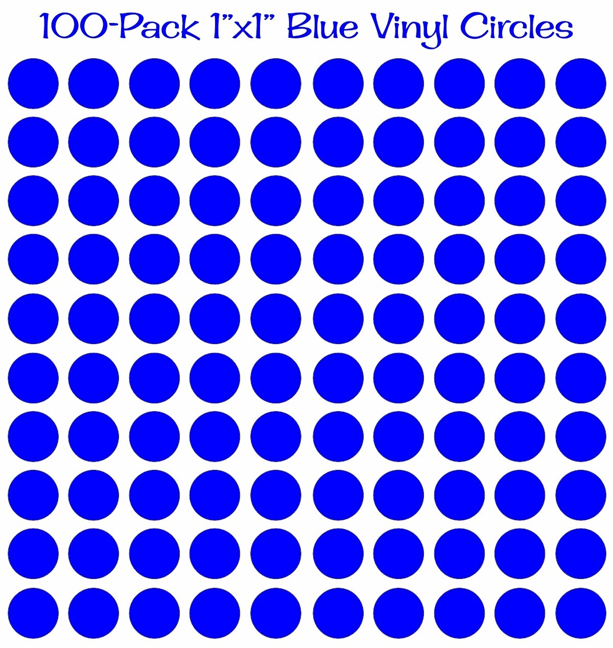 100 pack – 1"x1" Round Blue Vinyl Stickers / Decals Circles Polka Dots Die Cut