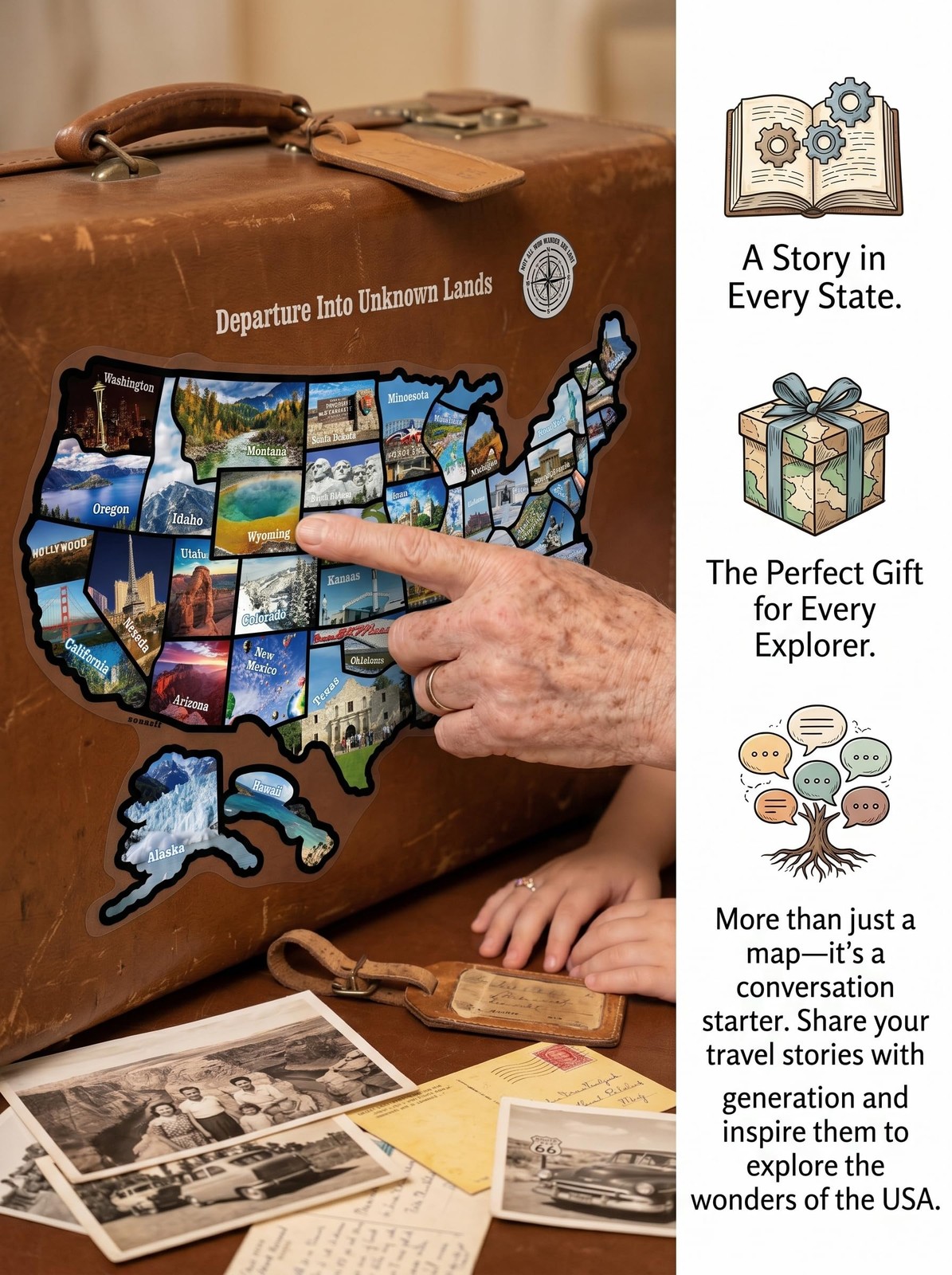 RV Map of States Sticker Visited Track Your Travel | 11×17" RV Map Decals for