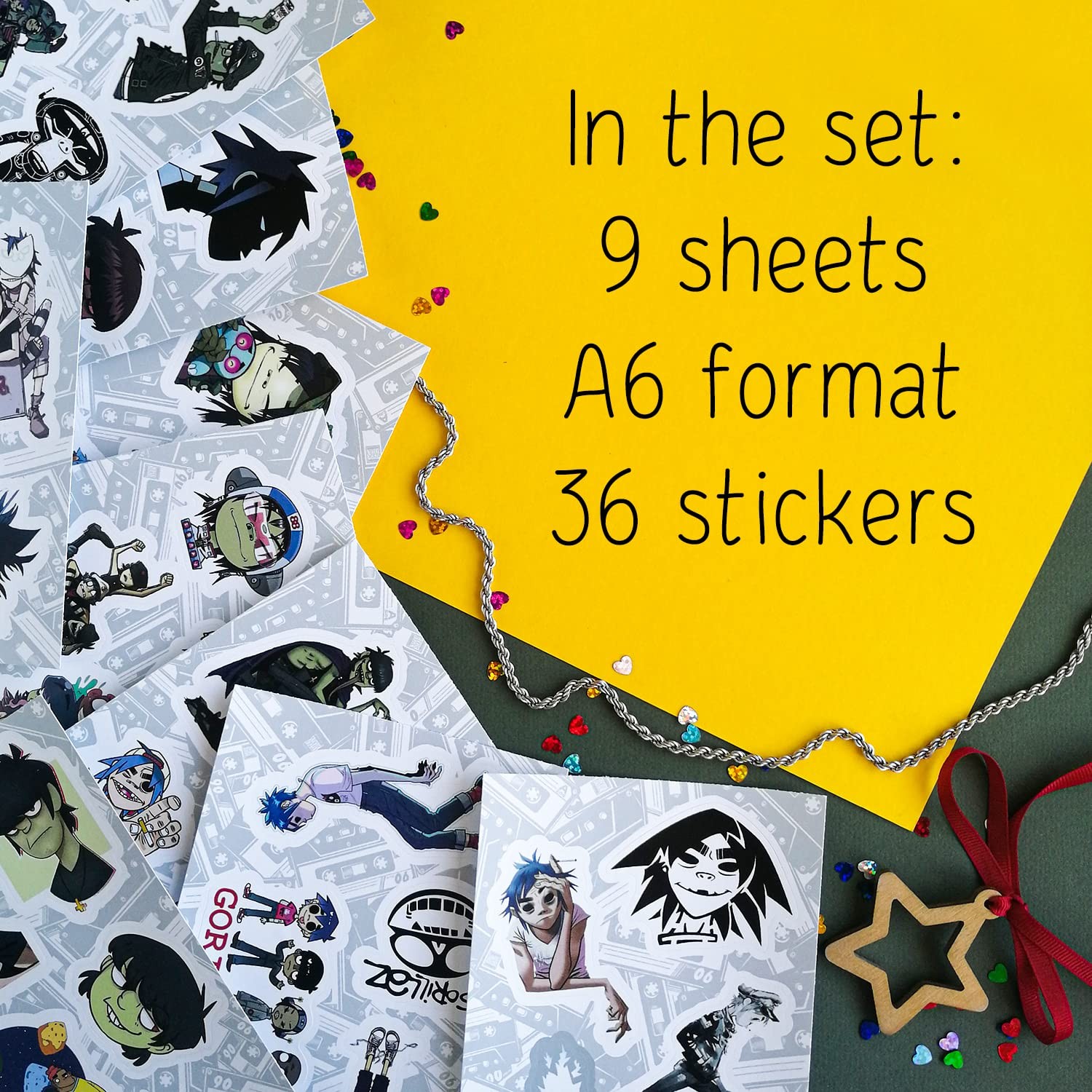 Rock Band Stickers Alternative Hip Hop Guitar Decals 36Pcs Music Stickers Wall