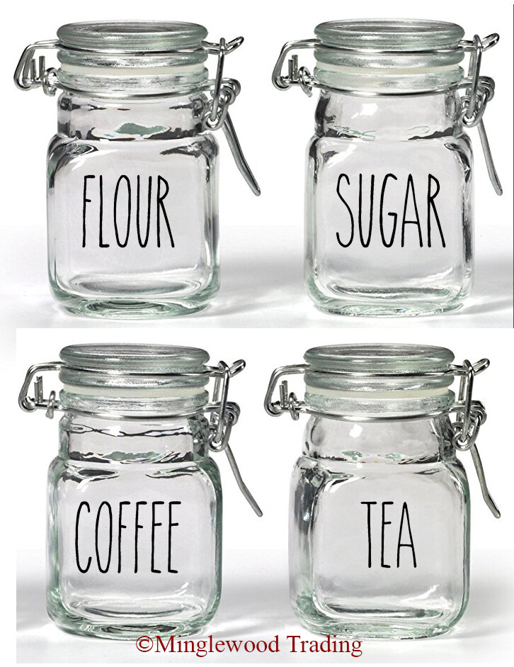 4 Canister Labels Vinyl Decals – Flour Tea Sugar Coffee – Kitchen Rae Dunn V6